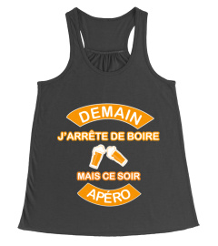 Demain j'arrête de boire t-shirt humour apéro