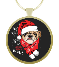 CHRISTMAS BULLDOG SANTA