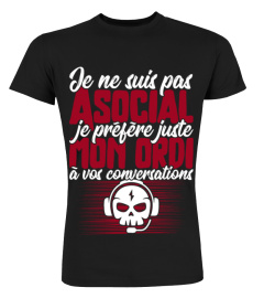 Pas asocial ordi t-shirt humour geek