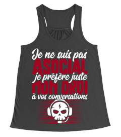 Pas asocial ordi t-shirt humour geek