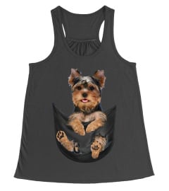 Yorkshire terrier in pocket scratch shirt funny