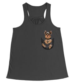 Yorkshire terrier in pocket scratch shirt funny