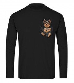 Yorkshire terrier in pocket scratch shirt funny