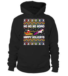 Ho ho ho homo happy holigays unicorn for christmas shirt