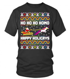 Ho ho ho homo happy holigays unicorn for christmas shirt