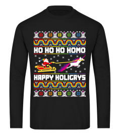 Ho ho ho homo happy holigays unicorn for christmas shirt