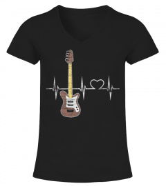Vintage Acoustic Guitar Heartbeat T-Shirt
