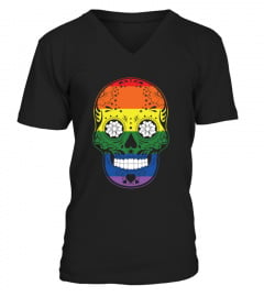Gay Pride Rainbow Flag Sugar Skull