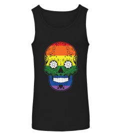 Gay Pride Rainbow Flag Sugar Skull