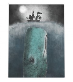 Whale and boad canvas art painting