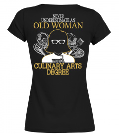 Old woman with a Culinary Arts Degree