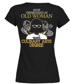Old woman with a Culinary Arts Degree