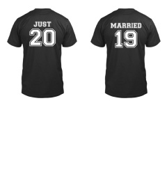 Honeymoon Couple T-Shirts - Product1: "JUST" / Product2: "MARRIED"