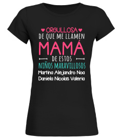 ORGULLOSA MAMÁ DE ESTOS NIÑOS CAMISETA PERSONALIZADA