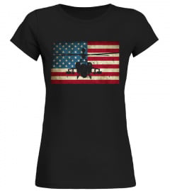 Patriotic AH-1 Cobra Attack Helicopter American Flag T-shirt