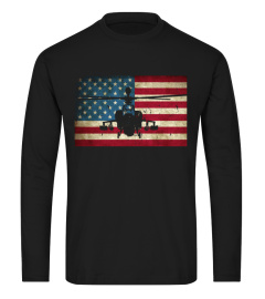 Patriotic AH-1 Cobra Attack Helicopter American Flag T-shirt