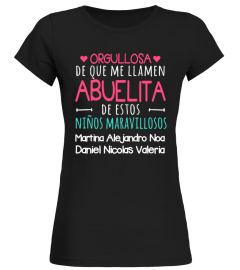 ORGULLOSA ABUELITA DE ESTOS NIÑOS CAMISETA PERSONALIZADA