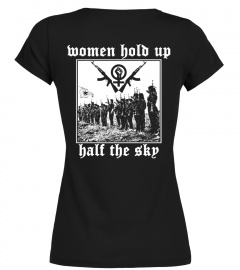 women hold up the sky back print