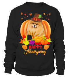 POMERANIAN HAPPY THANKSGIVING DOG T-SHIR