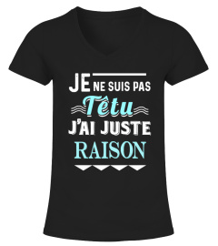 JE NE SUIS PAS TETU. J'AI JUSTE RAISON