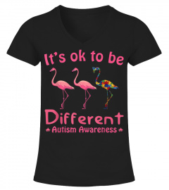 It's Ok To Be Different Autism Awareness Flamingo T-shirt