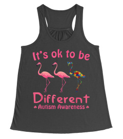 It's Ok To Be Different Autism Awareness Flamingo T-shirt