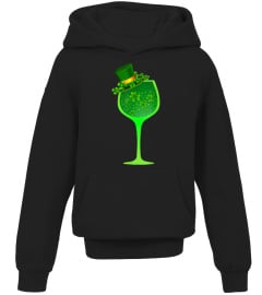 St Patrick's Day Shirt Wine Glass Top Hat Irish Drinking Tee