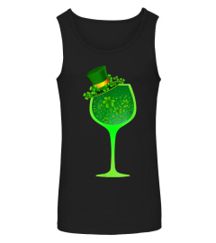 St Patrick's Day Shirt Wine Glass Top Hat Irish Drinking Tee