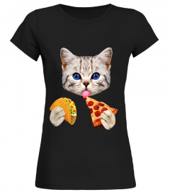 Space Cat With Taco And Pizza shirt