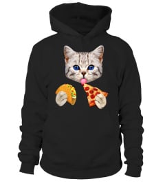 Space Cat With Taco And Pizza shirt