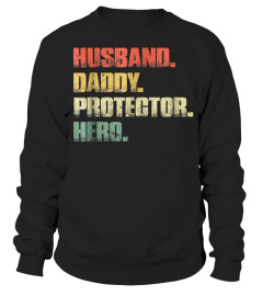 Best Mens Vintage Retro Husband daddy protector hero Tshirt father dad610 Tee