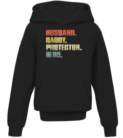 Best Mens Vintage Retro Husband daddy protector hero Tshirt father dad610 Tee
