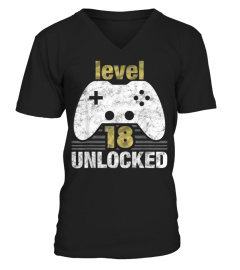 Level 18 Unlocked 18th Birthday Gamer T-Shirt883 like shirt