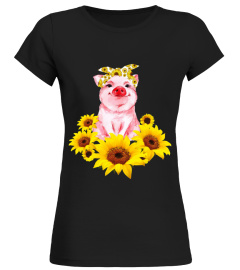Cute Pig With Sunflowers shirt