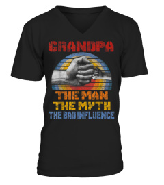 Grandpa The Man The Myth The Bad Influence-Vintage  T-Shirt