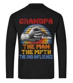 Grandpa The Man The Myth The Bad Influence-Vintage  T-Shirt