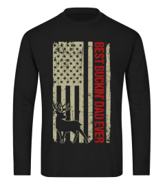 Funny Trending Tee USA Flag Best Buckin Dad Ever Funny Deer Hunting Fathers Long Sleeve Bestseller Cheapest Tee