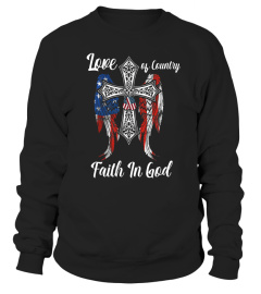 Patriotic Christian Faith In God Heart Cross American Flag T-Shirt