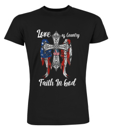 Patriotic Christian Faith In God Heart Cross American Flag T-Shirt