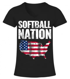 Funny Softball Nation Shirt Cute Gift Girl Mom Dad