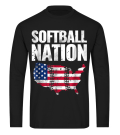 Funny Softball Nation Shirt Cute Gift Girl Mom Dad