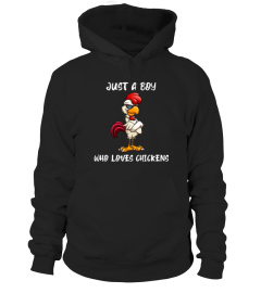 Kids Cute Just A Boy Who Loves Chickens art Shirt For Boys