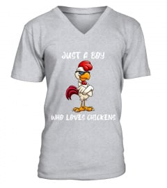 Kids Cute Just A Boy Who Loves Chickens art Shirt For Boys
