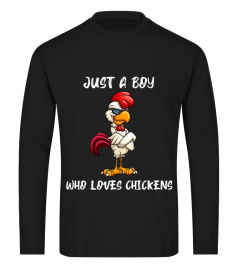 Kids Cute Just A Boy Who Loves Chickens art Shirt For Boys