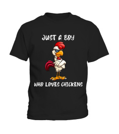 Kids Cute Just A Boy Who Loves Chickens art Shirt For Boys