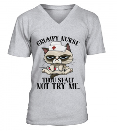 Grumpy Nurse Thou Shalt Not Try Me Funny Nurse Cat Saying Shirt