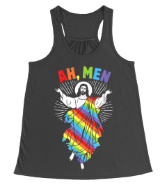 AH MEN FUNNY LGBT GAY PRIDE JESUS RAINBO