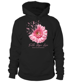 Breast Cancer Faith Hope Love Daisy Pink Ribbon TShirt