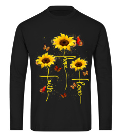 Faith Hope Love Sunflower Butterfly Shirt T-Shirt