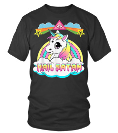 Hail Satan Unicorn TShirt - Funny Tee Rainbow Death Metal